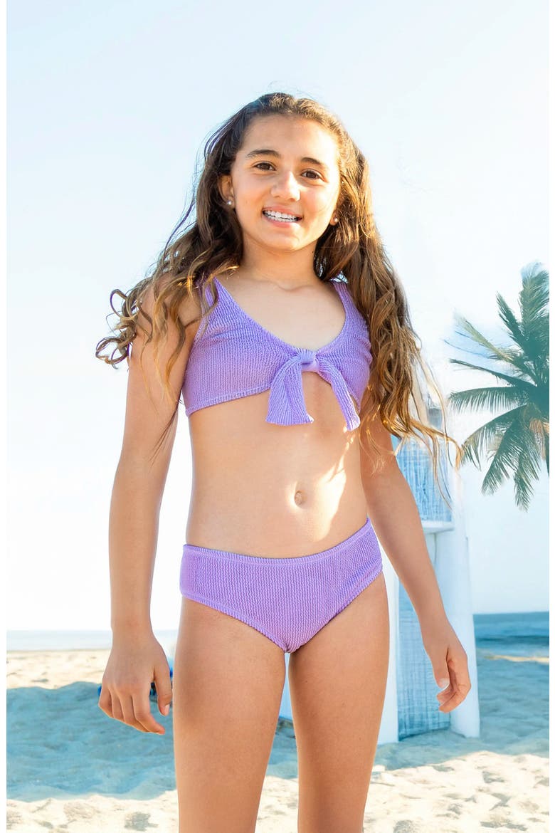 Crinkle Tie Bikini Swimsuit, Alternate, color, Amethyst