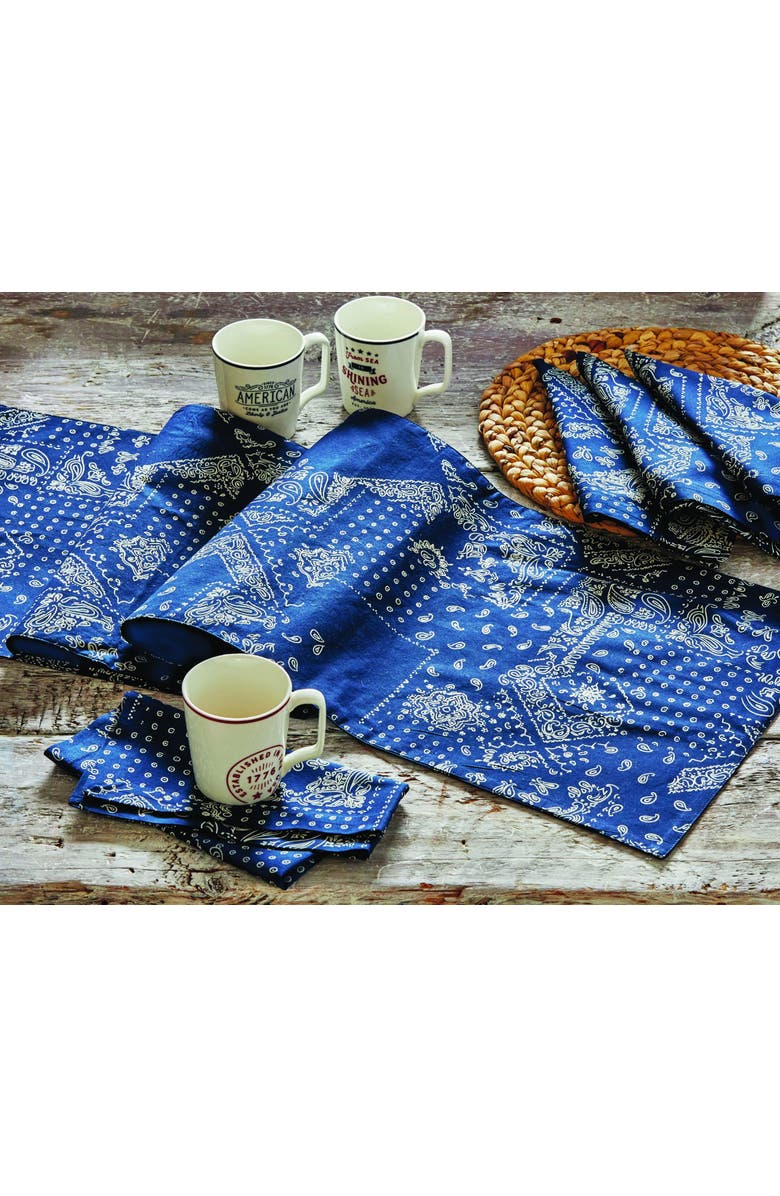 tag Blue Bandana Table Runner Cotton Machine Washable July 4th, Alternate, color, Blue