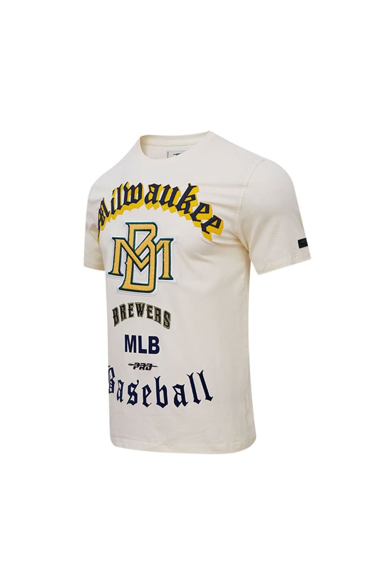 PRO STANDARD Men's Pro Standard Cream Milwaukee Brewers Cooperstown Collection Old English T-Shirt, Alternate, color, Cream