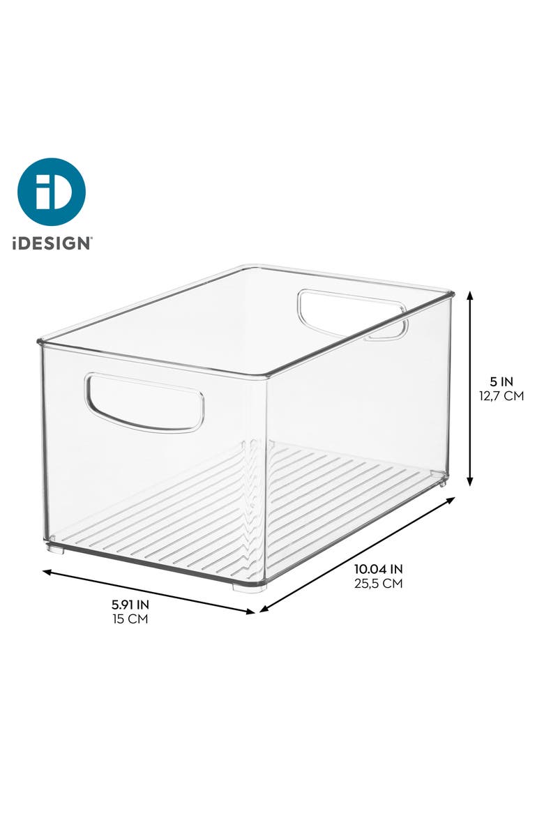 iDesign Plastic Stackable Pantry Bin - Organizer Bin with Handles for Cabinets or Fridge - Set of 4 - Clear, Alternate, color, Clear