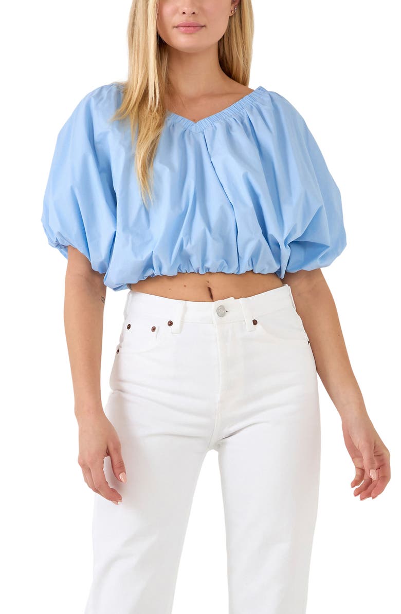 Endless Rose Puff Crop Blouse, Alternate, color, Powder Blue