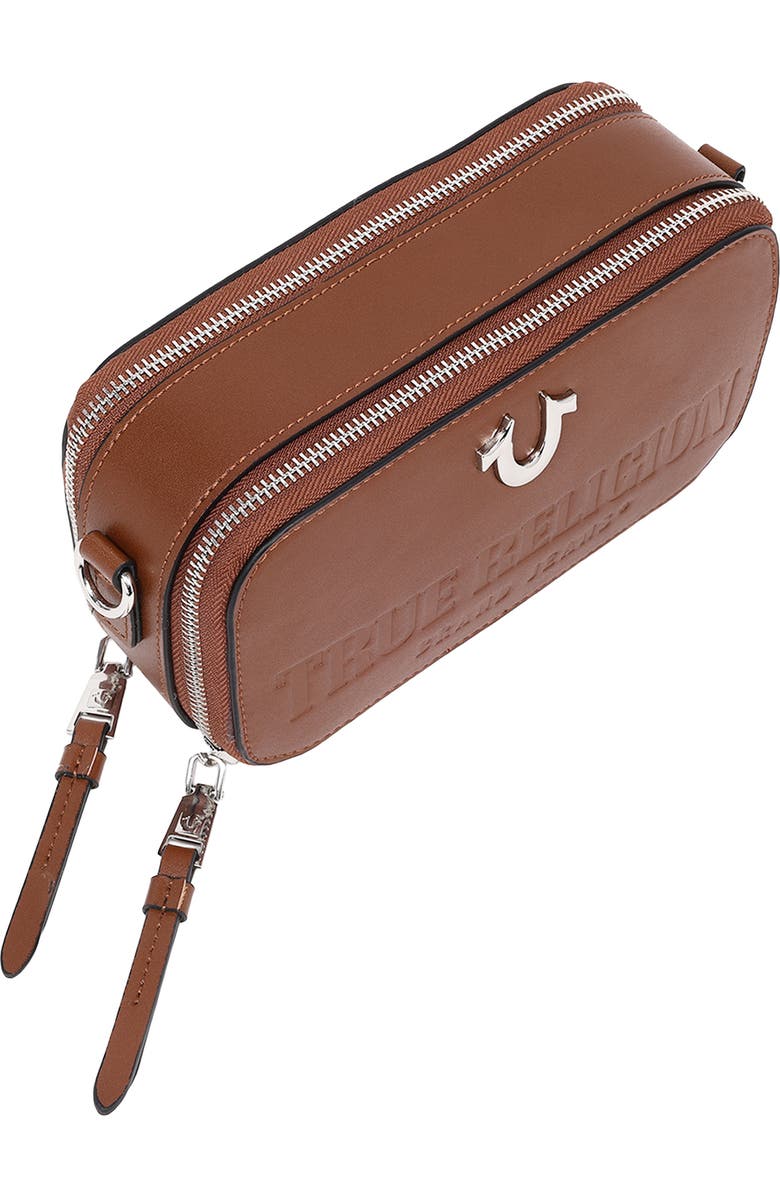 True Religion Double Zip Horseshoe Camera Bag, Alternate, color, Brown