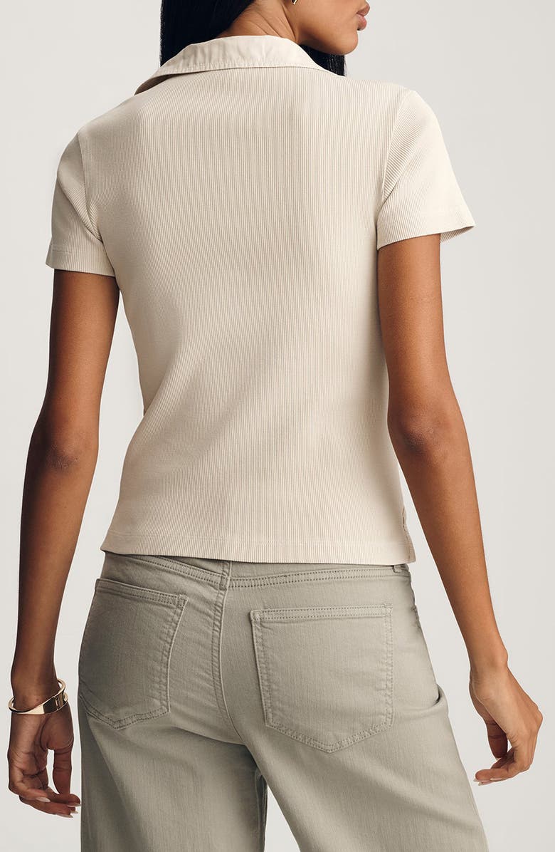 Mavi Jeans Crop Stretch Cotton Rib Polo T-Shirt, Alternate, color,