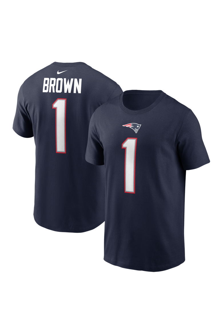 Men's Nike A.J. Brown Navy New England Patriots Name & Number T-Shirt, Main, color, Navy