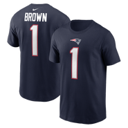 Nike Men's Nike A.J. Brown Navy New England Patriots Name & Number T-Shirt