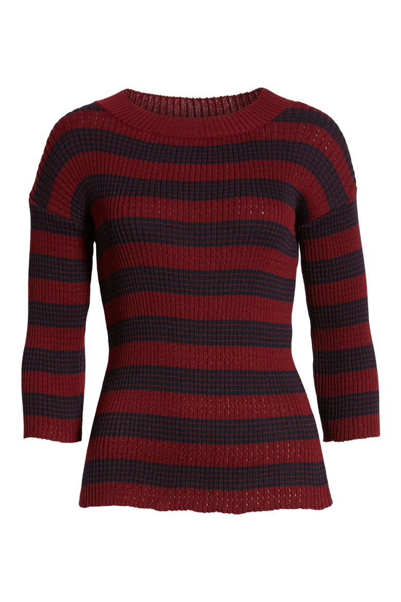 Striped Sweater, Alternate, color, BURGUNDY- NAVY STRIPE