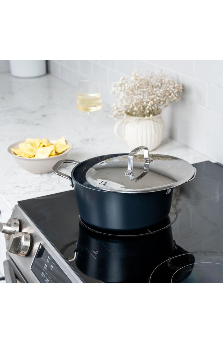 Alva Maestro Nonstick Stock Pot with Lid, Alternate, color, Black