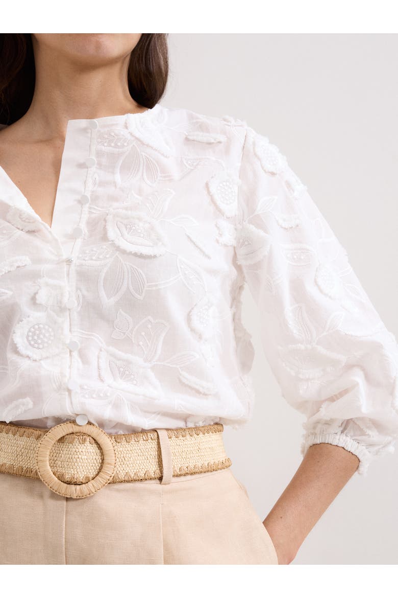 Daisy Texture Blouse, Alternate, color, White