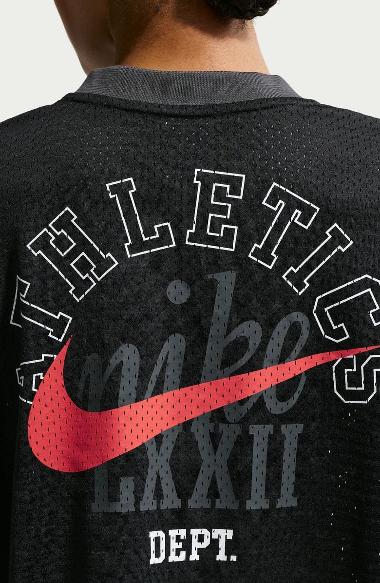 Nike Oversize Heritage Crop Mesh Jersey, Alternate, color, Black/ Anthracite/ Sail