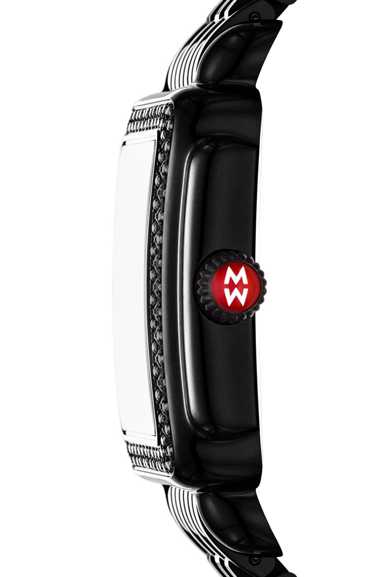 Deco Madison Mid Noir Diamond Bracelet Watch, 31mm x 25mm, Alternate, color, BLACK