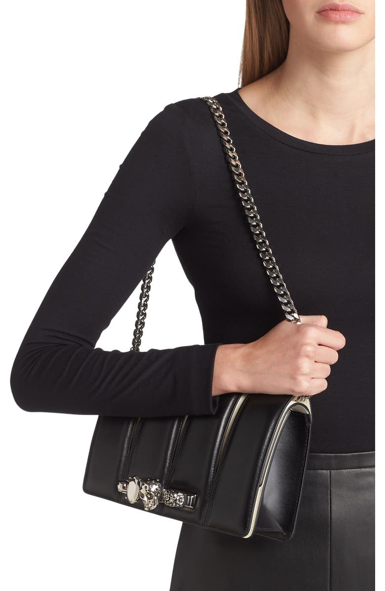 McQueen Slash Cutout Knuckle Colorblock Leather Clutch, Alternate, color,