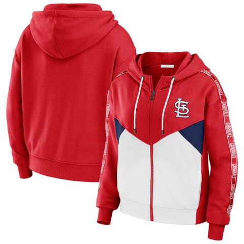 Women's WEAR by Erin Andrews Red/White St. Louis Cardinals  Color Block Full-Zip Hoodie