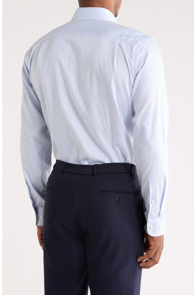 Trim Fit Stripe Premium Non Iron Cotton Button-Up Shirt, Alternate, color, BLUE MARINE STRIPE