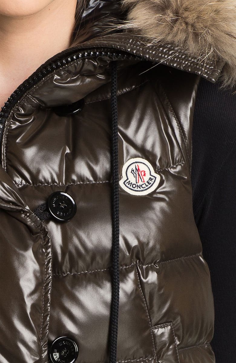 Moncler 'Genet' Genuine Coyote Fur Trim Down Vest, Alternate, color,