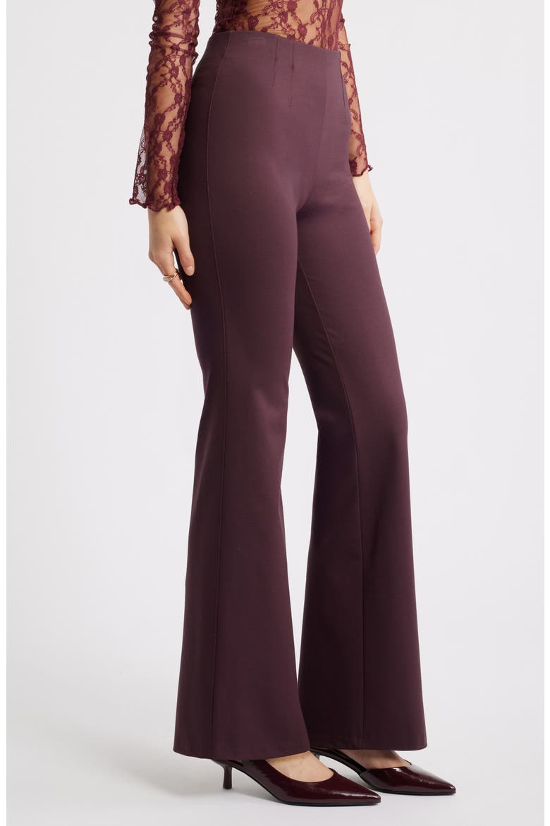 High Waist Flare Pants, Alternate, color, BURGUNDY FUDGE