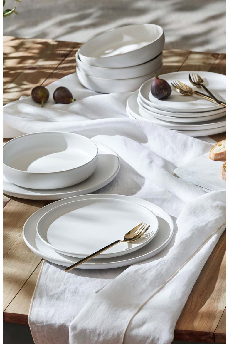 Porto by Stone Lain Macchio Stoneware 12-Piece Dinnerware Set, Alternate, color, White Matte