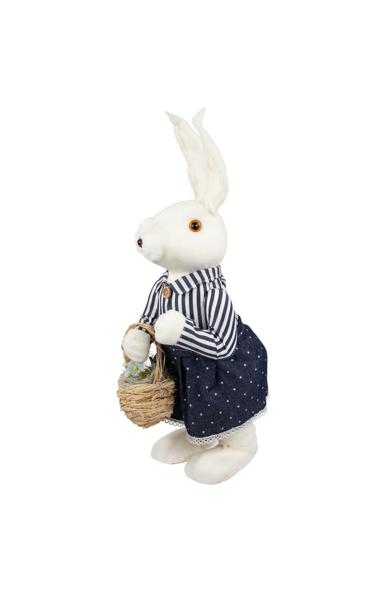 Northlight Standing Girl Bunny with Basket Easter Figure - 19" - Navy Blue, Alternate, color, White