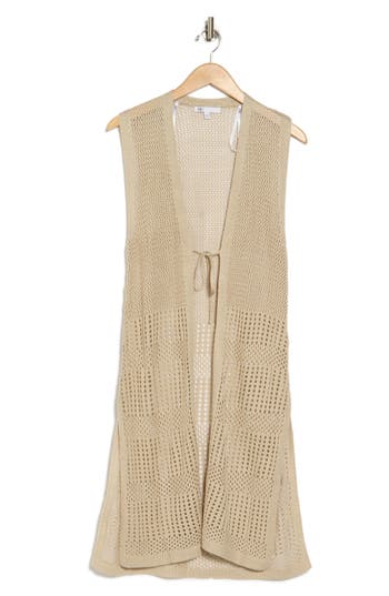 DR2 BY DANIEL RAINN DR2 BY DANIEL RAINN POINTELLE & OPEN KNIT LONG SWEATER VEST 