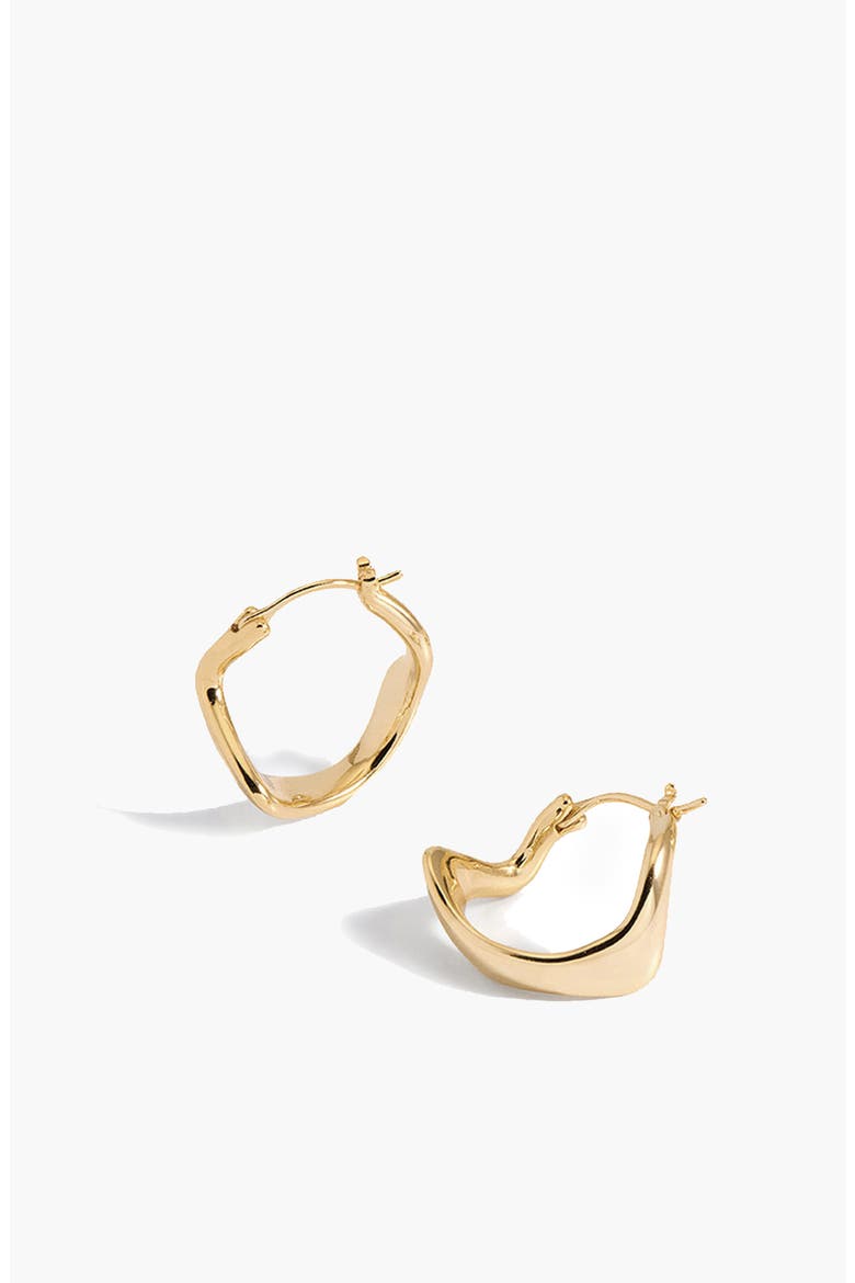 Curved Mini Hoop Earrings, Alternate, color, Gold