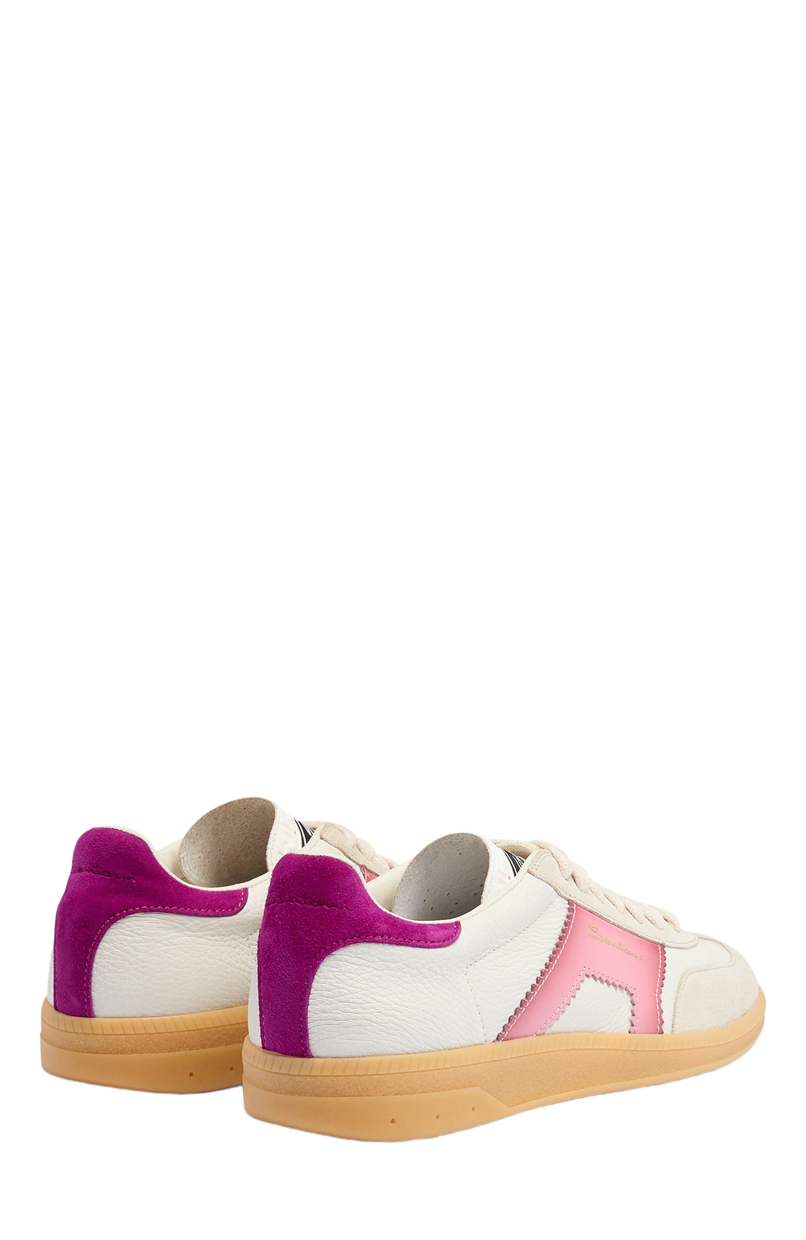 Santoni Women's leather and suede DBS Oly sneaker, Alternate, color, Purple