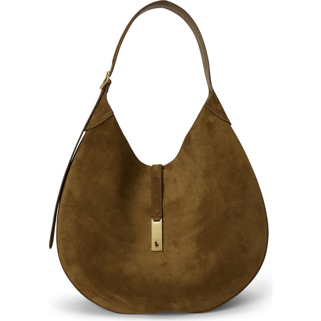 Polo Ralph Lauren Suede Shoulder Bag In Green