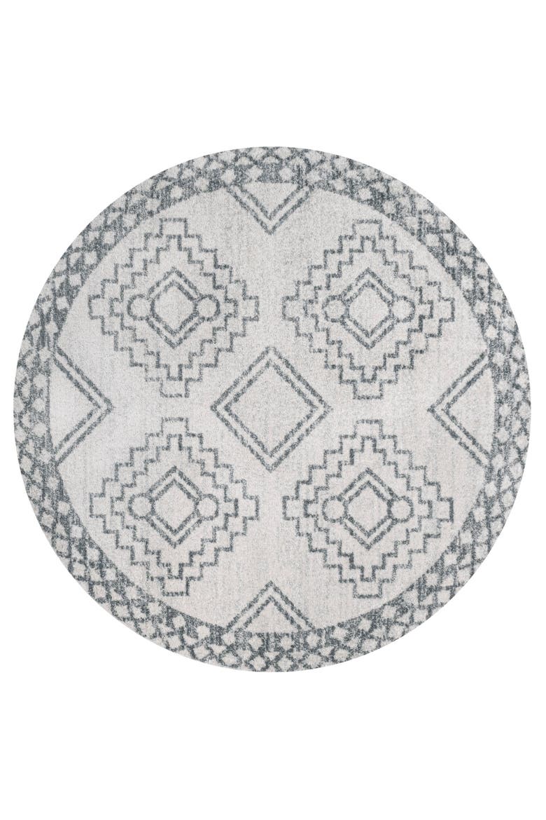 Amir Moroccan Beni Souk Round Area Rug, Main, color, Cream/Gray
