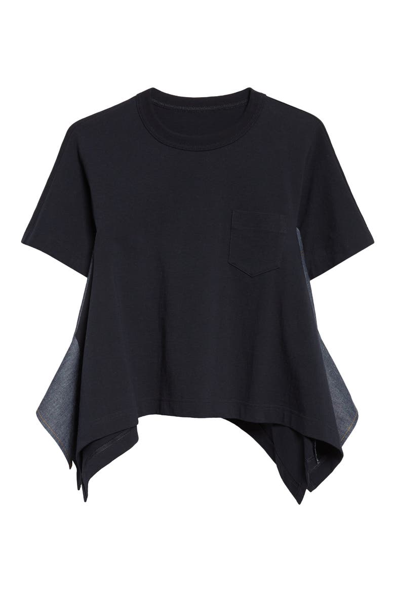 Lightweight Cotton Jersey & Denim T-Shirt, Alternate, color, NAVY/ BLUE