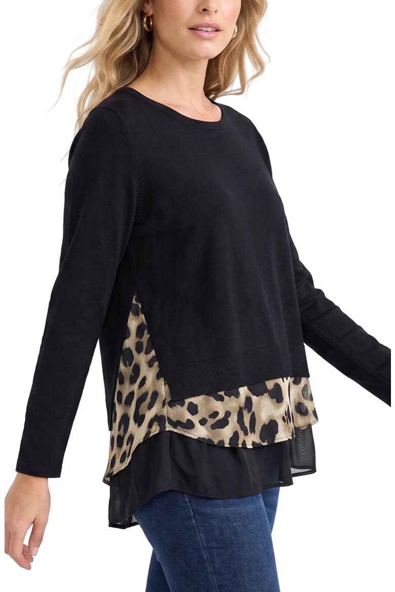 Layered Leopard Contrast Sweater, Alternate, color, LEOPARD