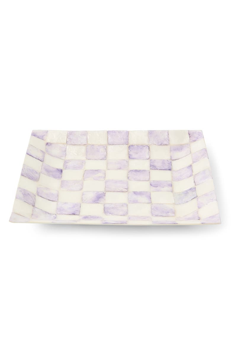 MACKENZIE CHILDS Violet Check Capiz Catchall Tray, Alternate, color, Violet