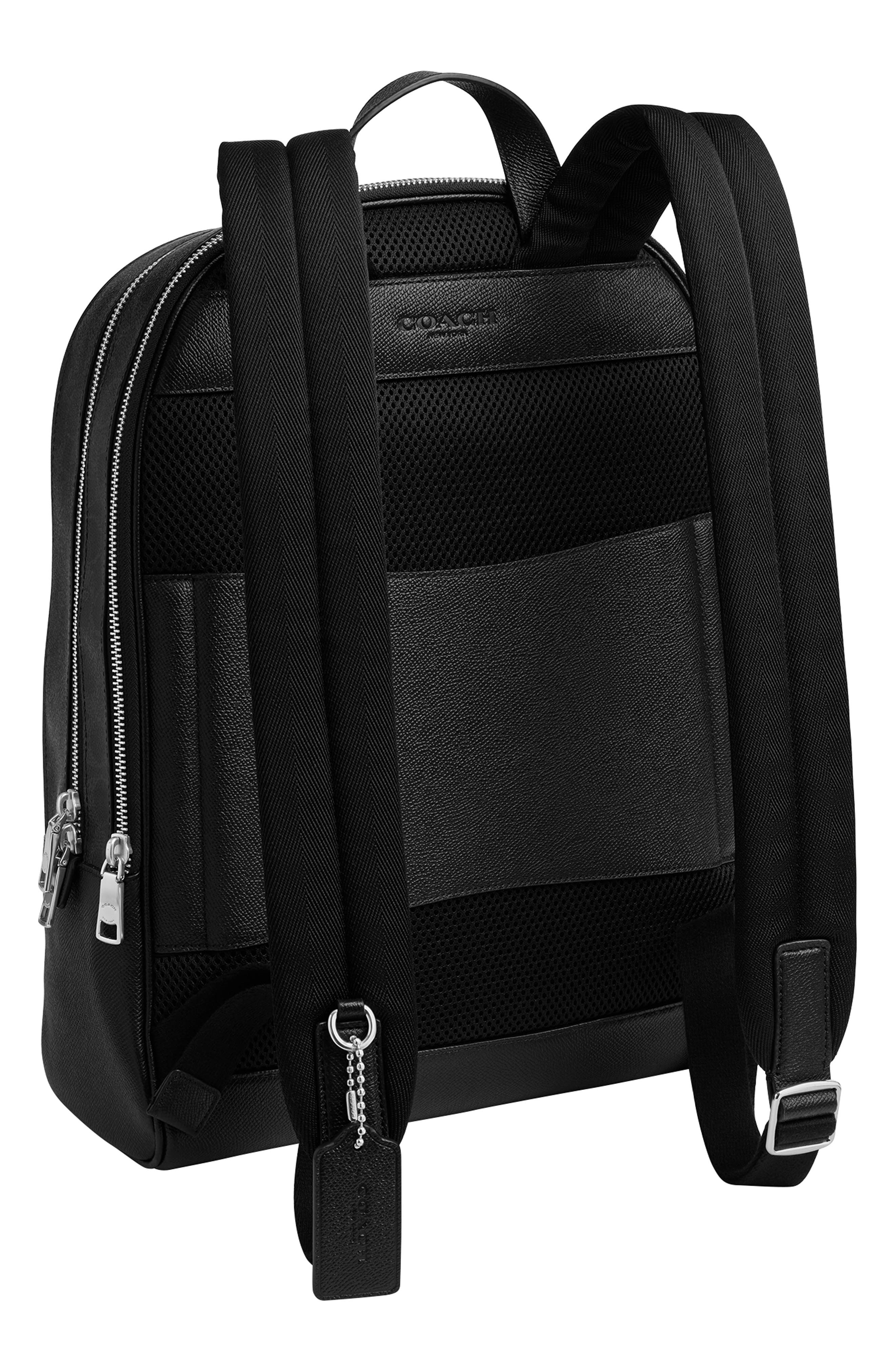 COACH Wade Logo Jacquard Canvas & Leather Backpack, Alternate, color, Black Signature