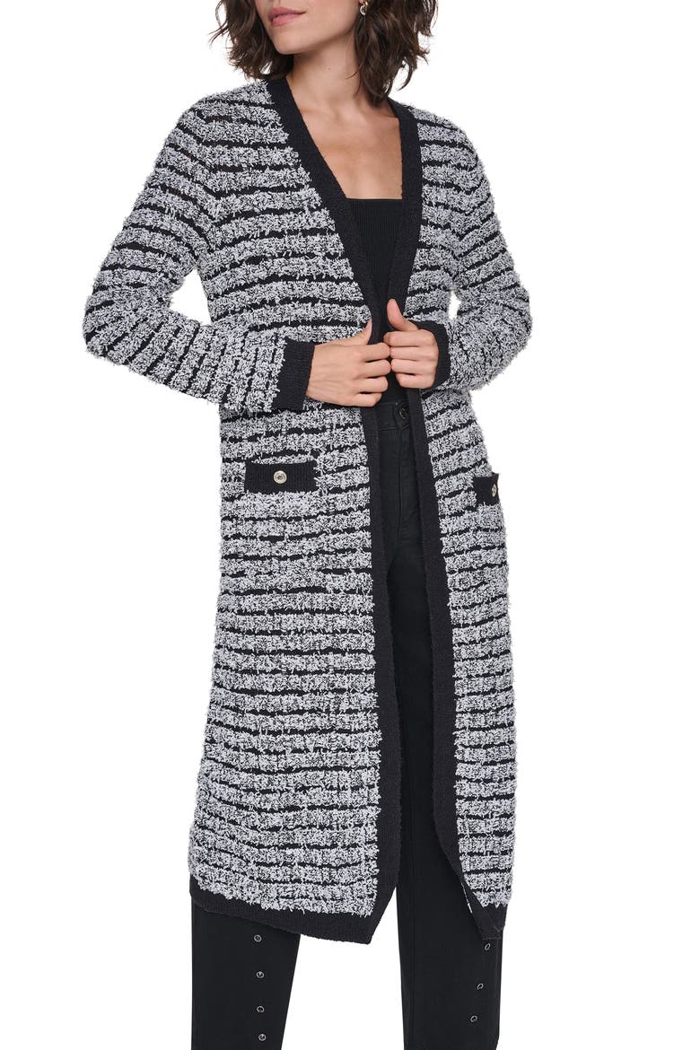 Stripe Sweater Duster, Alternate, color, BLACK/ SOFT WHITE