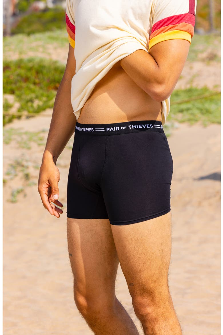 4-Way Stretch Cotton Boxer Briefs, Alternate, color, BLACK