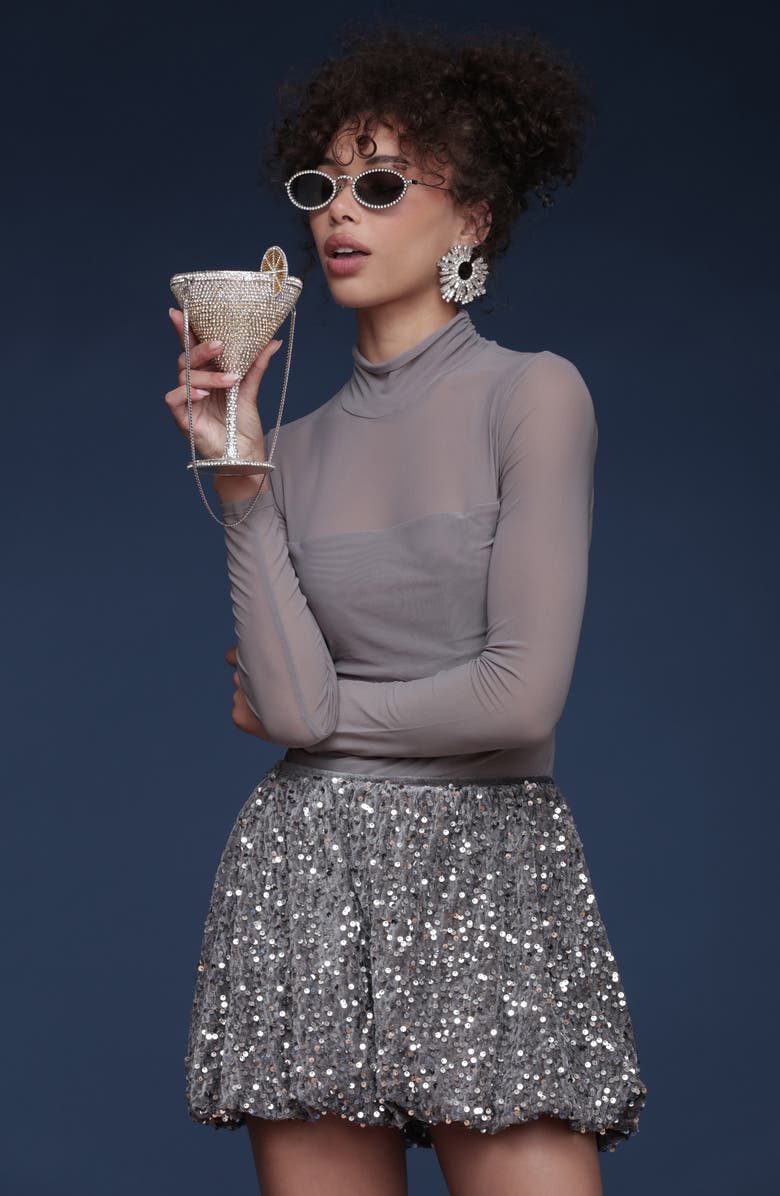 Avec Les Filles Sequin Velvet Bubble Miniskirt, Alternate, color, 