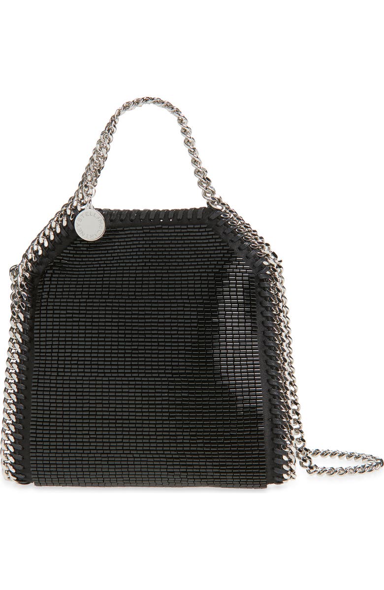 Stella McCartney Tiny Falabella Beaded Evening Bag, Main, color, Black