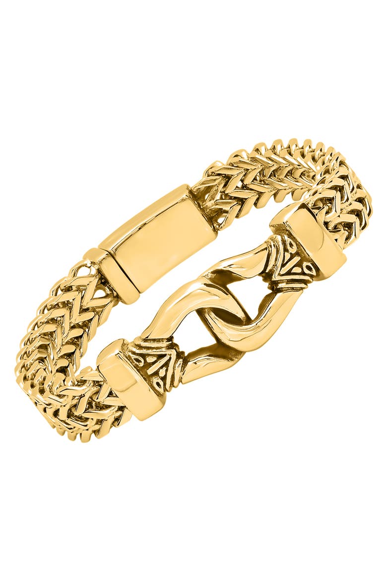 18K Gold Plate Stainless Steel Wheat Chain Bracelet, Alternate, color, YELLOW GOLD