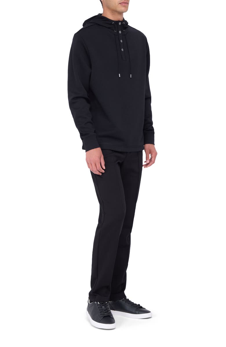 Bugatchi Wool & Nylon Quarter Zip Hoodie, Alternate, color, Black