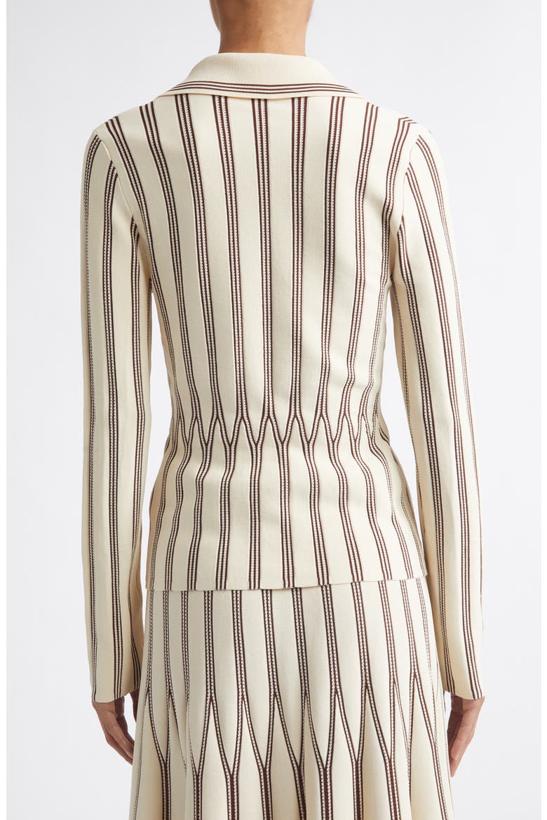 Rebellion Stripe Polo Sweater, Alternate, color, CREAM/ CHOCOLATE