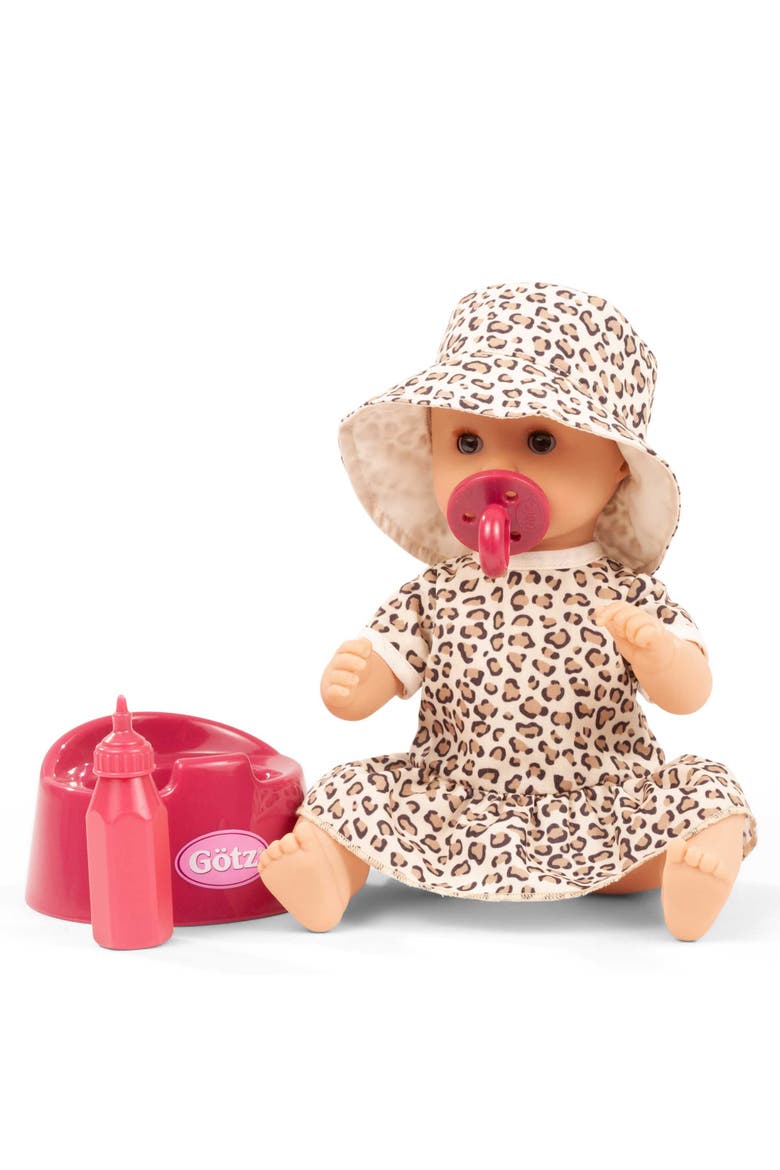 Aquini Girl 13" Spotted Cat Potty Baby Doll, Alternate, color, Multicolored