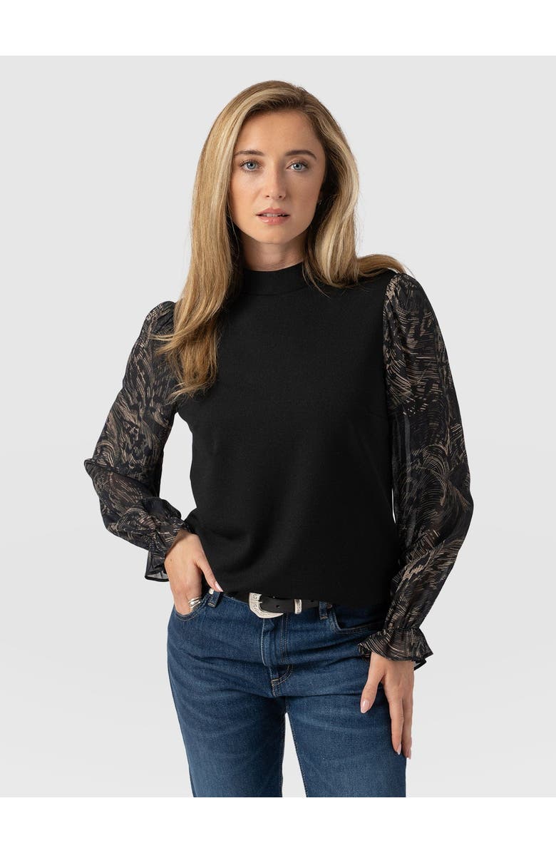 Saint + Sofia Penny Puff Sleeve Long Sleeve Top, Main, color, Spot Feather