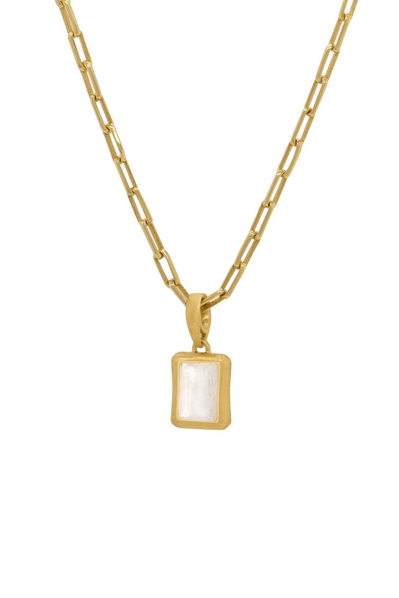Baguette Stone Pendant Necklace, Main, color, MOONSTONE/ GOLD