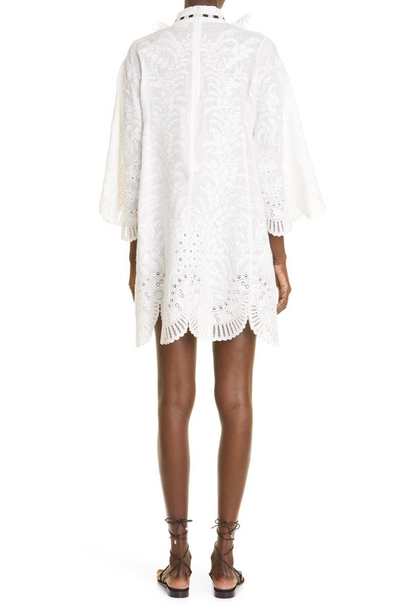 Zimmermann Zimmerman Dancer Tie Neck Embroidered Eyelet Minidress, Alternate, color,