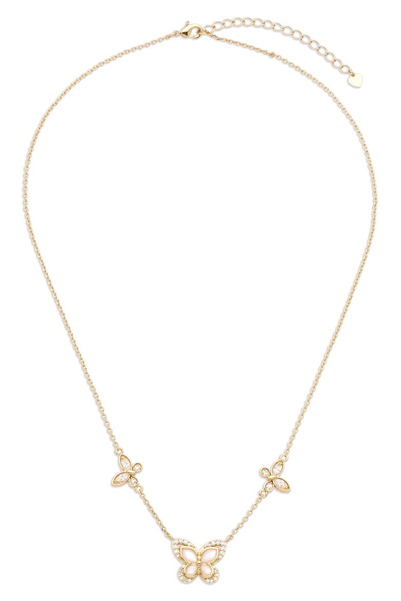 Butterfly Motif Necklace, Alternate, color, GOLD