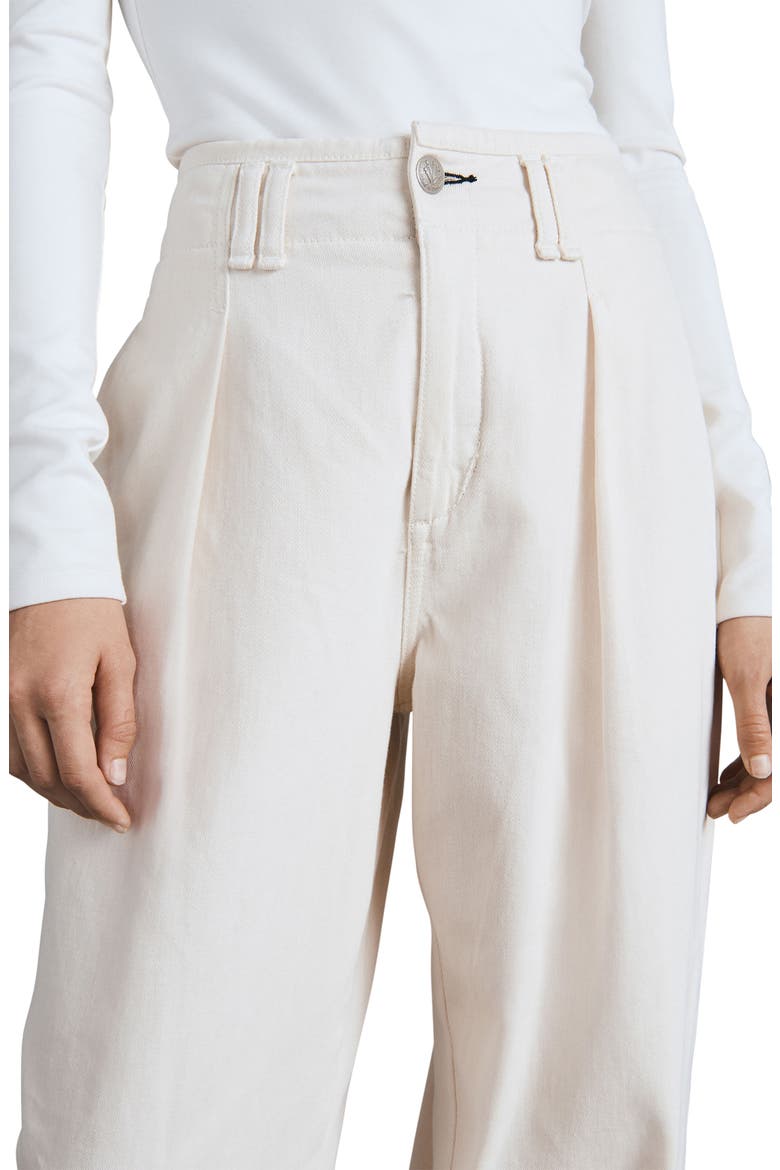 Pleated High Waist Cotton Trousers, Alternate, color, ECRU