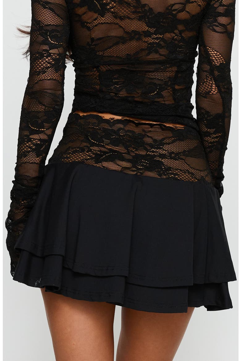 Kecia Sheer Lace Waistband Miniskirt, Alternate, color, BLACK
