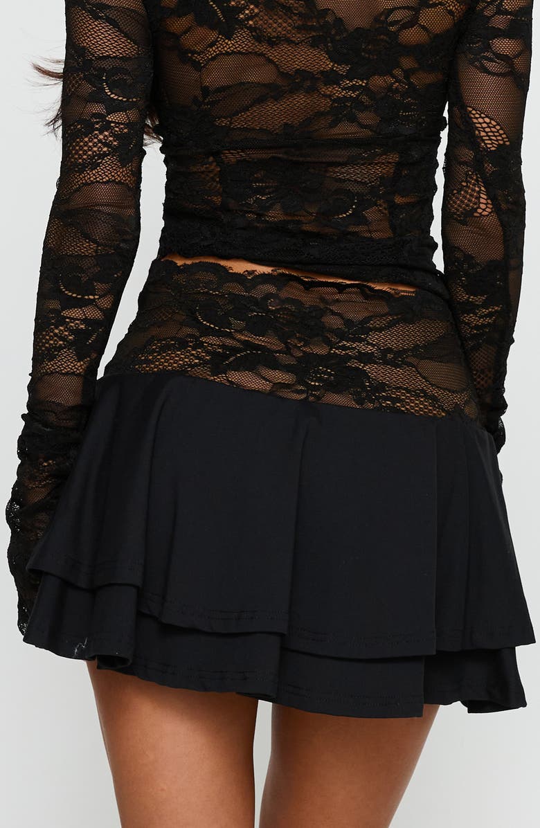 Princess Polly Kecia Sheer Lace Waistband Miniskirt, Alternate, color, Black
