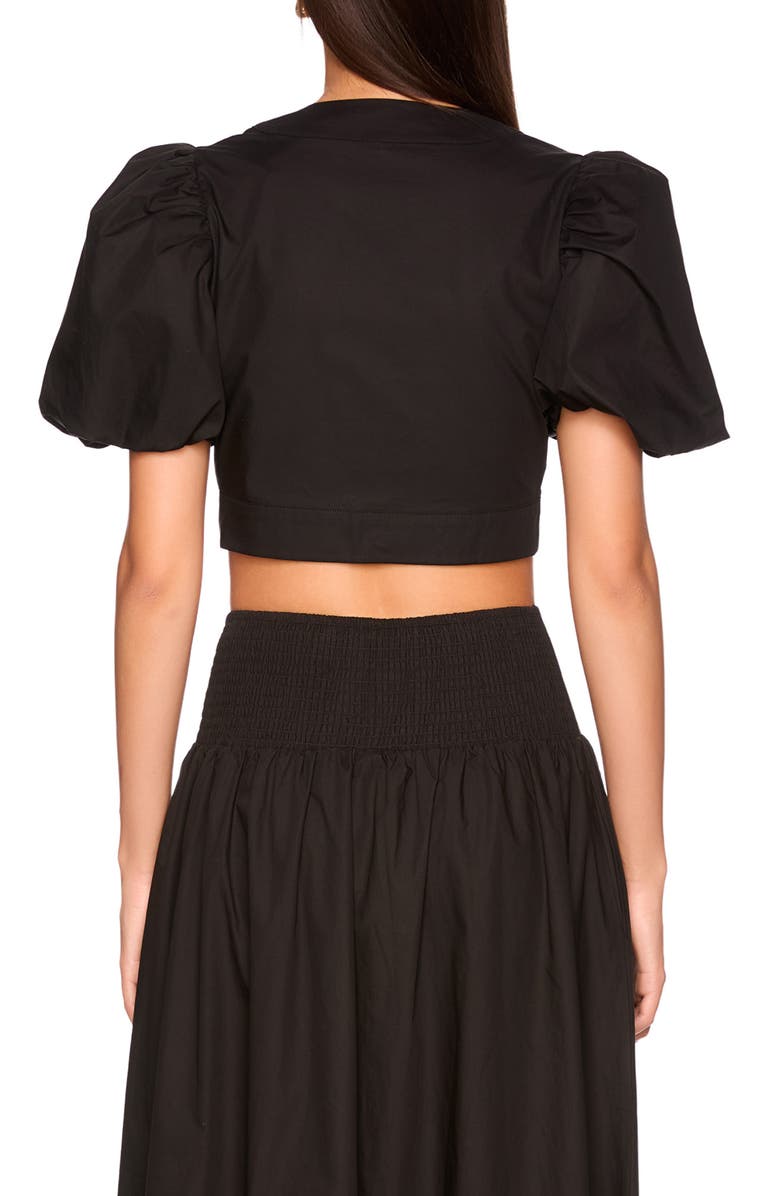 Susana Monaco Bubble Sleeve Tie Front Cotton Poplin Top, Alternate, color, 