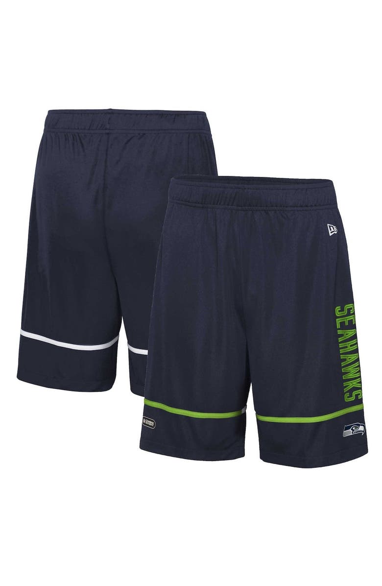 New Era Men's New Era College Navy Seattle Seahawks Combine Authentic Rusher Training Shorts, Main, color, Navy