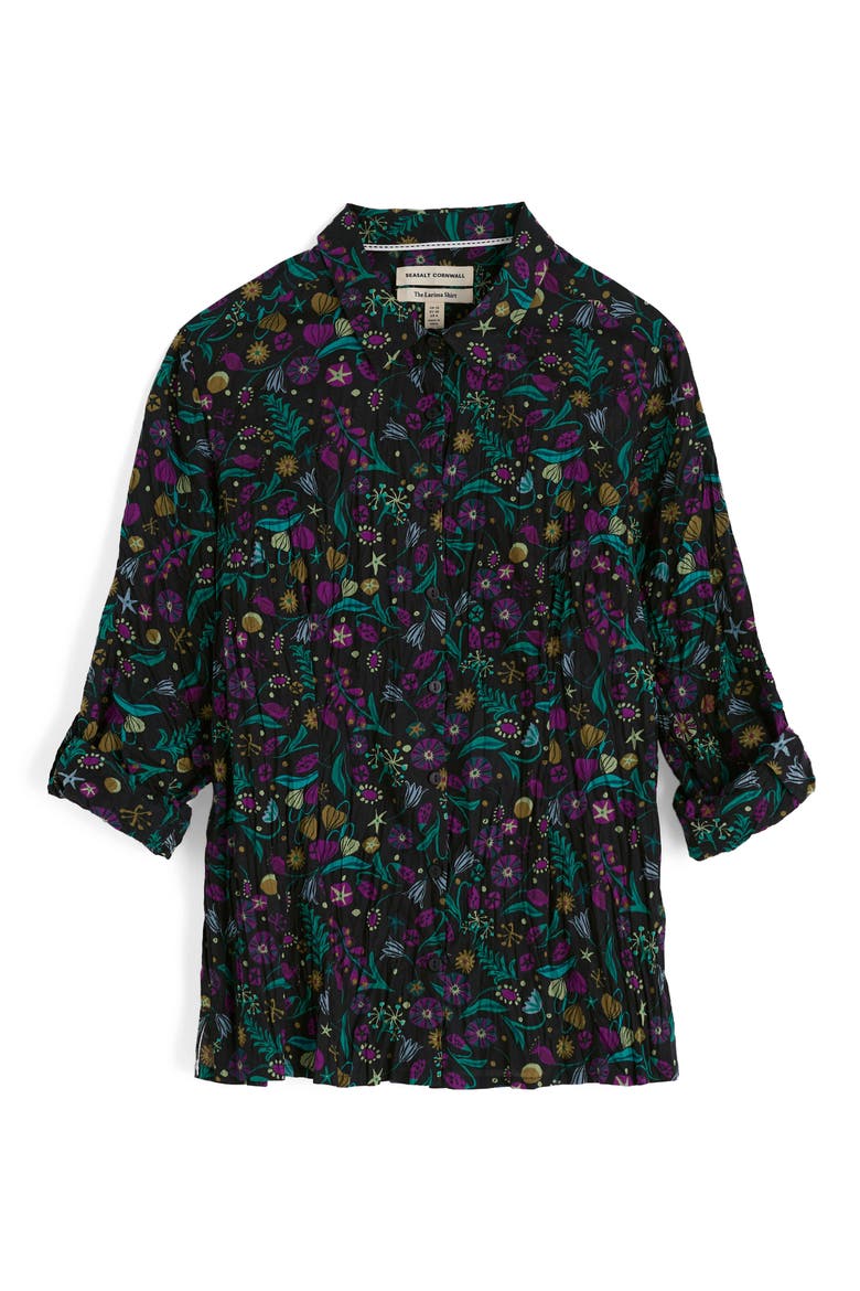 Larissa Printed Organic Cotton Button-Up Shirt, Alternate, color, ILLUMINATED GARDEN ONYX