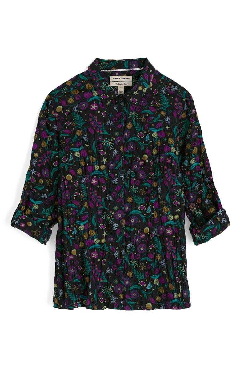 Seasalt Cornwall Larissa Printed Organic Cotton Button-Up Shirt, Alternate, color, Illuminated Garden Onyx