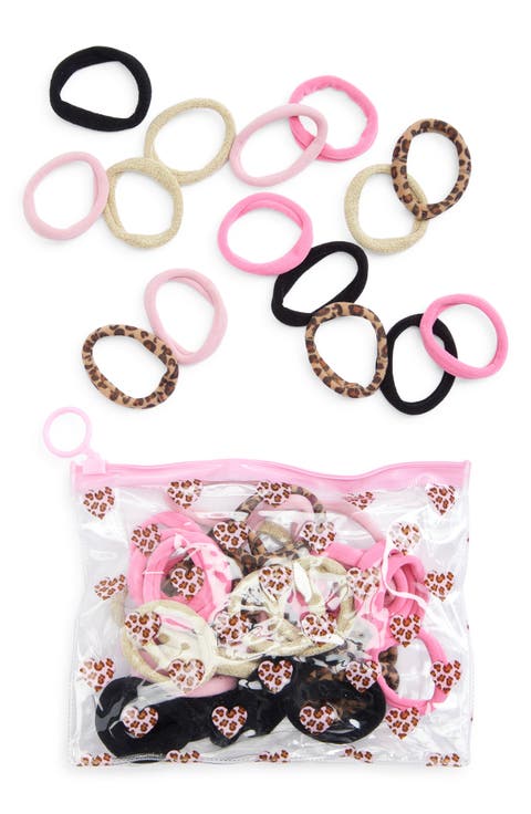 Kids' Set of 60 Assorted Ponytail Holders & Pouch Set